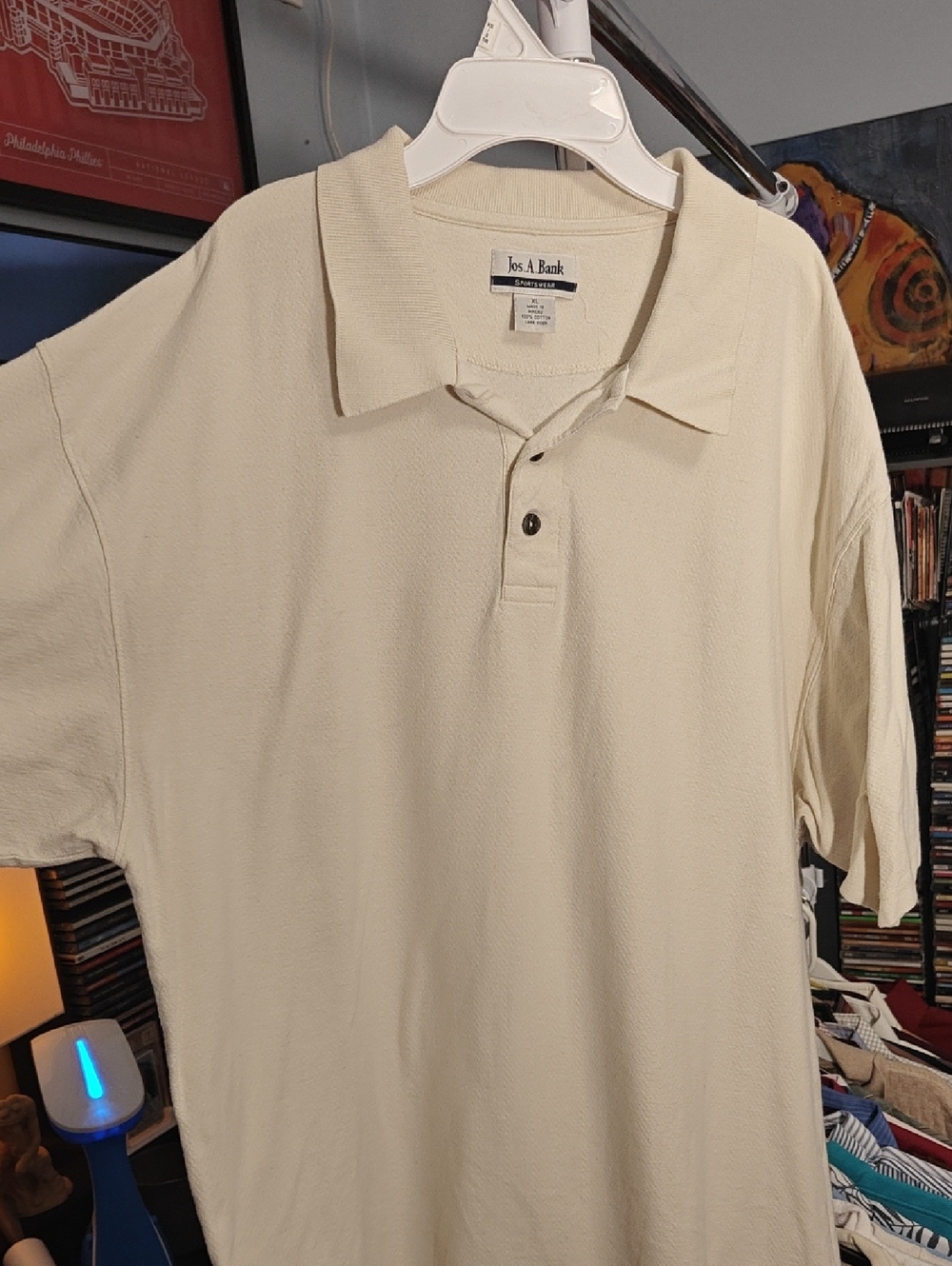VINTAGE Jos. A. Bank Men's Light Cream Polo Shirt